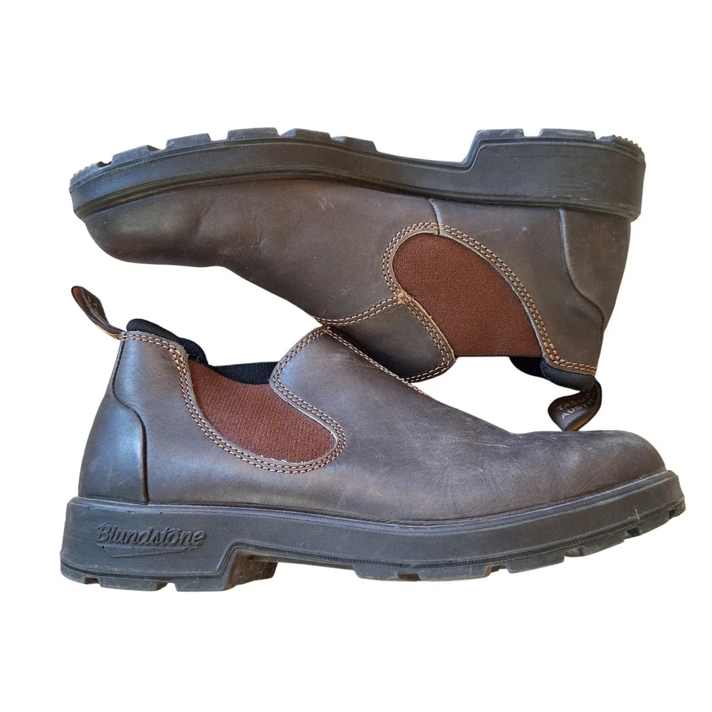 Blundstone Mens Chelsea Boot Low Pull On Brown Leather Patina 8